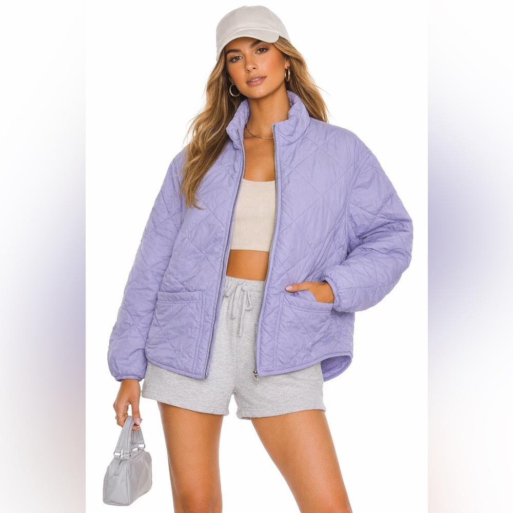All In Motion Purple Quilted Lightweight Jacket Medium Oversized Relaxed Fit